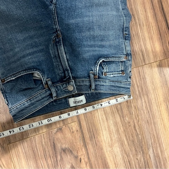 Agolde Toni Straight Jean Mid Rise Distressed Medium Wash Shoreline - Picture 10 of 12